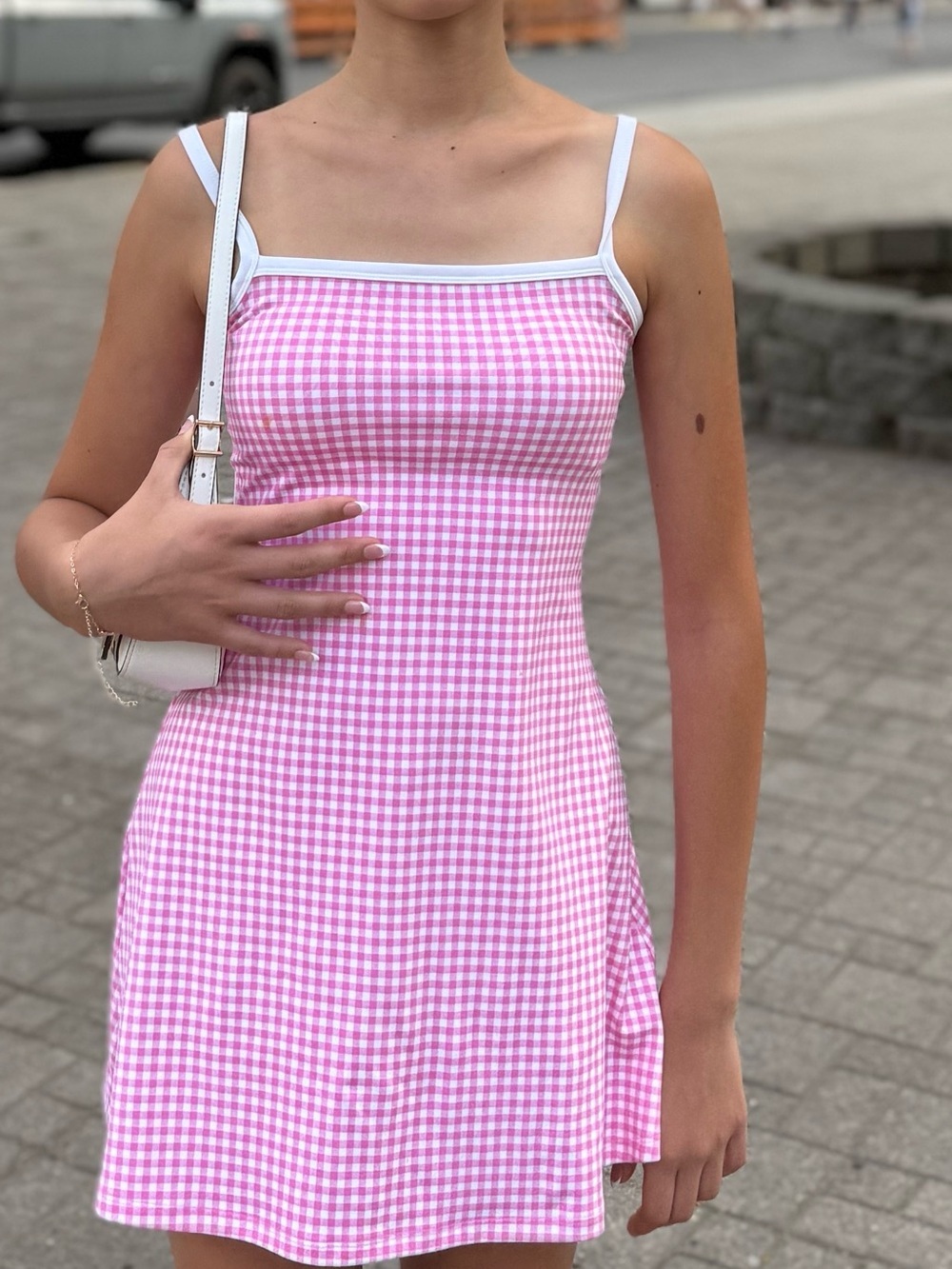 Wild Fable Pink Gingham Athletic/Slip Dress with White Trim - Picture 4 of 4